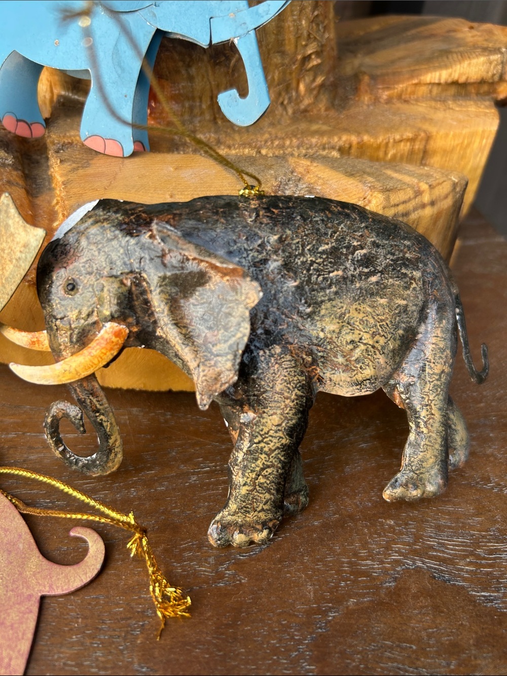 Metal Elephants for Hanging Ornament or Mobile Set of 4 - Picture 6 of 8
